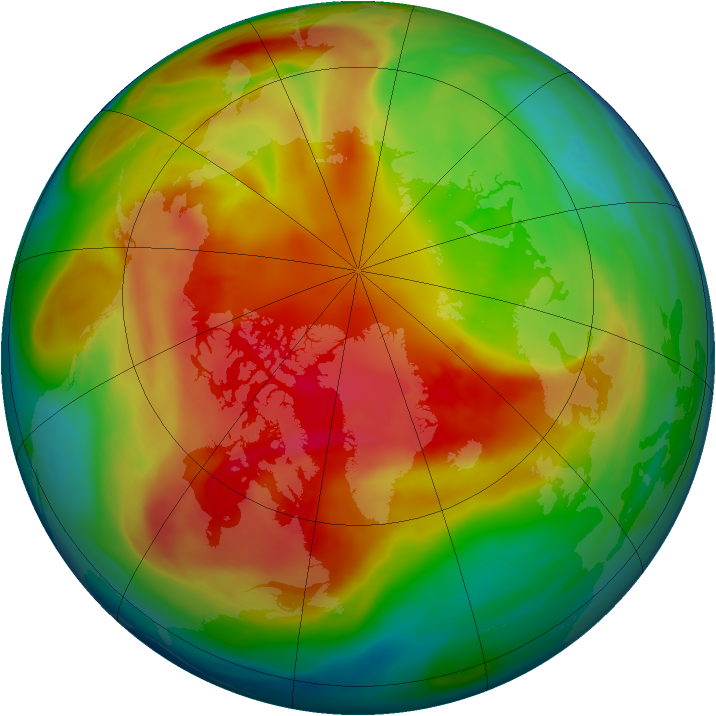 Arctic ozone map for 29 February 2008